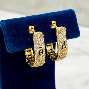 Elegant 18k gold plated cubic zircona huggie hoops earrings